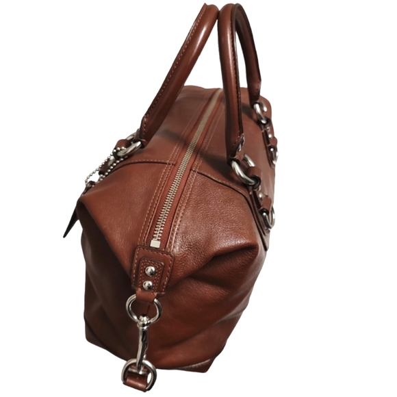 COACH Ashley Sabrina Pleated Convertible Satchel Duffle Bag Walnut F15445 - Picture 7 of 16